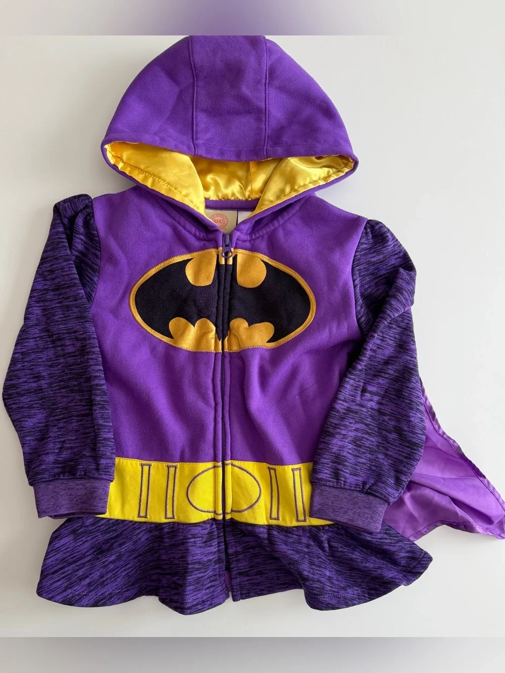 Batgirl Zip Hoodie with Velcro Cape by DC Comics Size 5 Little Girl